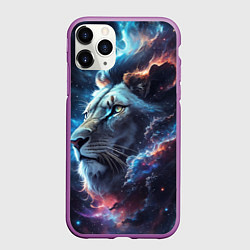 Чехол iPhone 11 Pro матовый Galactic lion, цвет: 3D-фиолетовый