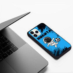 Чехол iPhone 11 Pro матовый Никита космонавт футболист, цвет: 3D-черный — фото 2