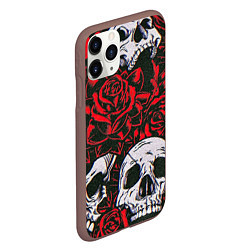 Чехол iPhone 11 Pro матовый Красные розы и черепа, цвет: 3D-коричневый — фото 2