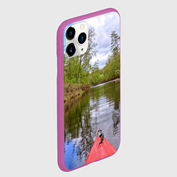 Чехол iPhone 11 Pro матовый Красная байдарка, цвет: 3D-фиолетовый — фото 2