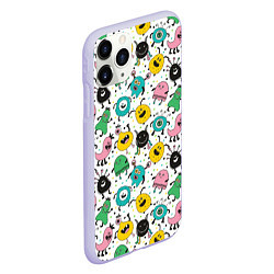 Чехол iPhone 11 Pro матовый Весёлые монстры, цвет: 3D-светло-сиреневый — фото 2