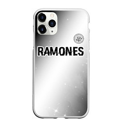 Чехол iPhone 11 Pro матовый Ramones glitch на светлом фоне: символ сверху