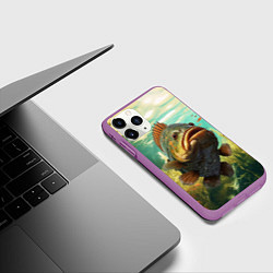 Чехол iPhone 11 Pro матовый Карп в озере, цвет: 3D-фиолетовый — фото 2