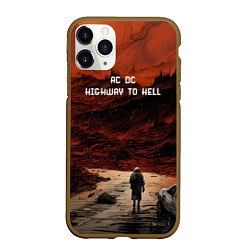 Чехол iPhone 11 Pro матовый AC DC Highway to hell, цвет: 3D-коричневый
