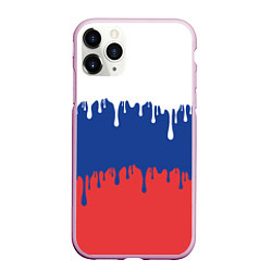 Чехол iPhone 11 Pro матовый Флаг России - потёки, цвет: 3D-розовый