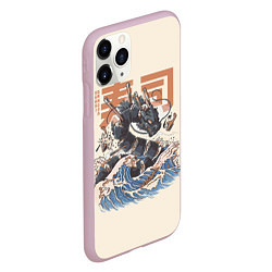 Чехол iPhone 11 Pro матовый Суши дракон с иероглифами в японском стиле, цвет: 3D-розовый — фото 2