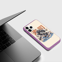 Чехол iPhone 11 Pro матовый Суши дракон с иероглифами в японском стиле, цвет: 3D-фиолетовый — фото 2