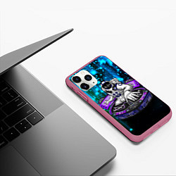 Чехол iPhone 11 Pro матовый Space DJ - neon starfall, цвет: 3D-малиновый — фото 2