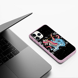 Чехол iPhone 11 Pro матовый A planet in the form of a skull - pop art, цвет: 3D-розовый — фото 2