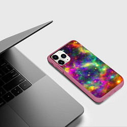 Чехол iPhone 11 Pro матовый Яркий неоновый космос, цвет: 3D-малиновый — фото 2