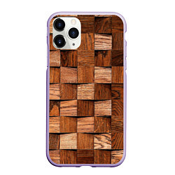 Чехол iPhone 11 Pro матовый Деревянные квадраты, цвет: 3D-светло-сиреневый