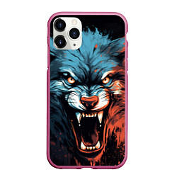 Чехол iPhone 11 Pro матовый Fantasy wolf, цвет: 3D-малиновый
