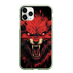 Чехол iPhone 11 Pro матовый Red wolf, цвет: 3D-салатовый