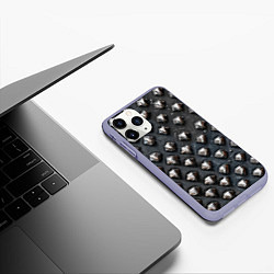 Чехол iPhone 11 Pro матовый Металлическая шипованная конструкция, цвет: 3D-светло-сиреневый — фото 2