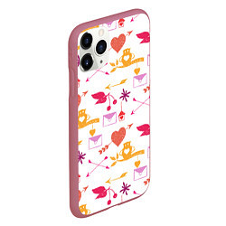 Чехол iPhone 11 Pro матовый Письма любви, цвет: 3D-малиновый — фото 2