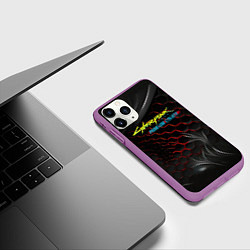 Чехол iPhone 11 Pro матовый Cyberpunk 2077 phantom liberty, цвет: 3D-фиолетовый — фото 2