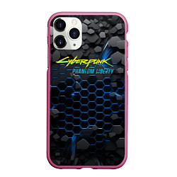 Чехол iPhone 11 Pro матовый Cyberpunk 2077 phantom liberty blue, цвет: 3D-малиновый