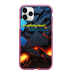 Чехол iPhone 11 Pro матовый Cyberpunk 2077 phantom logo, цвет: 3D-малиновый