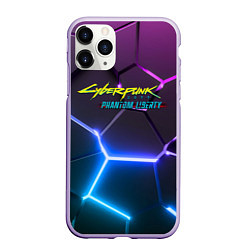 Чехол iPhone 11 Pro матовый Cyberpunk 2077 phantom liberty neon, цвет: 3D-светло-сиреневый