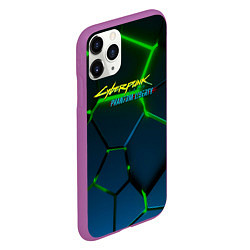 Чехол iPhone 11 Pro матовый Cyberpunk 2077 phantom liberty green neon, цвет: 3D-фиолетовый — фото 2