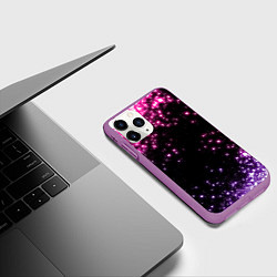 Чехол iPhone 11 Pro матовый Неоновые звезды - neon, цвет: 3D-фиолетовый — фото 2