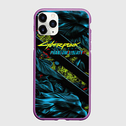 Чехол iPhone 11 Pro матовый Cyberpunk 2077 phantom liberty abstract logo, цвет: 3D-фиолетовый
