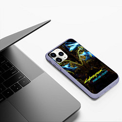 Чехол iPhone 11 Pro матовый Киберпанк 2077 призрачная свобода торс, цвет: 3D-светло-сиреневый — фото 2