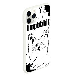 Чехол iPhone 11 Pro матовый Limp Bizkit рок кот на светлом фоне, цвет: 3D-белый — фото 2