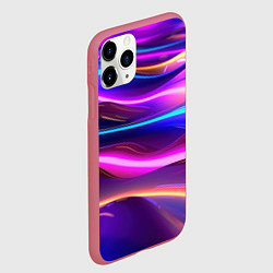 Чехол iPhone 11 Pro матовый Неоновые волны, цвет: 3D-малиновый — фото 2