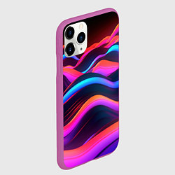 Чехол iPhone 11 Pro матовый Неоновые фиолетовые волны, цвет: 3D-фиолетовый — фото 2