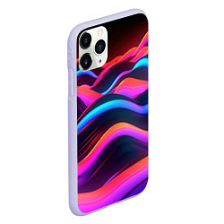 Чехол iPhone 11 Pro матовый Неоновые фиолетовые волны, цвет: 3D-светло-сиреневый — фото 2