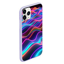 Чехол iPhone 11 Pro матовый Синие и фиолетовые волны, цвет: 3D-светло-сиреневый — фото 2