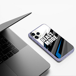 Чехол iPhone 11 Pro матовый Beast mode - blue sport, цвет: 3D-светло-сиреневый — фото 2