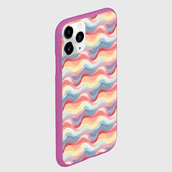 Чехол iPhone 11 Pro матовый Абстрактные волны пастельные тона, цвет: 3D-фиолетовый — фото 2