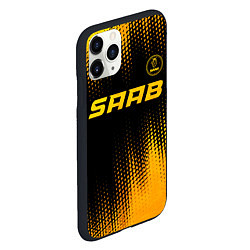 Чехол iPhone 11 Pro матовый Saab - gold gradient: символ сверху, цвет: 3D-черный — фото 2