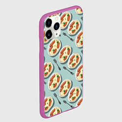 Чехол iPhone 11 Pro матовый Пюрешка с сосисками, цвет: 3D-фиолетовый — фото 2
