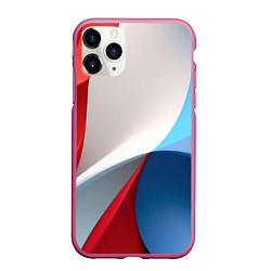 Чехол iPhone 11 Pro матовый Абстракция белый синий красный, цвет: 3D-малиновый