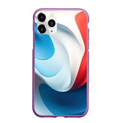 Чехол iPhone 11 Pro матовый Объемная белая синяя красная текстура, цвет: 3D-фиолетовый