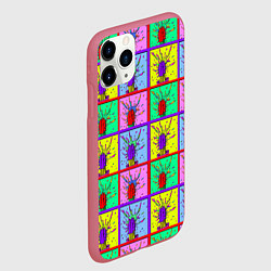 Чехол iPhone 11 Pro матовый Кактусы психодел, цвет: 3D-малиновый — фото 2