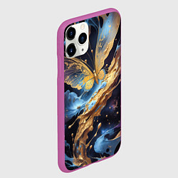 Чехол iPhone 11 Pro матовый Бабочка краски узор, цвет: 3D-фиолетовый — фото 2