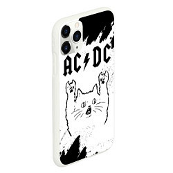 Чехол iPhone 11 Pro матовый AC DC рок кот на светлом фоне, цвет: 3D-белый — фото 2