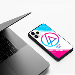 Чехол iPhone 11 Pro матовый Linkin Park neon gradient style, цвет: 3D-черный — фото 2