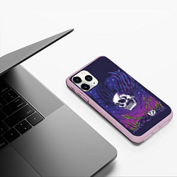 Чехол iPhone 11 Pro матовый Крылатый череп, цвет: 3D-розовый — фото 2