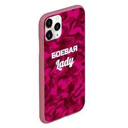 Чехол iPhone 11 Pro матовый Боевая Lady, цвет: 3D-малиновый — фото 2