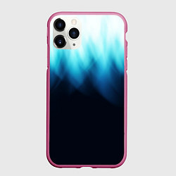 Чехол iPhone 11 Pro матовый Синее пламя огня на черном, цвет: 3D-малиновый