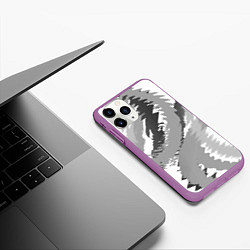 Чехол iPhone 11 Pro матовый Черно-белая абстрактная картина, цвет: 3D-фиолетовый — фото 2