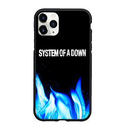 Чехол iPhone 11 Pro матовый System of a Down blue fire, цвет: 3D-черный