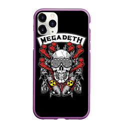 Чехол iPhone 11 Pro матовый Megadeth - ядерный череп, цвет: 3D-фиолетовый