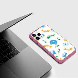 Чехол iPhone 11 Pro матовый Сытые котики, цвет: 3D-малиновый — фото 2
