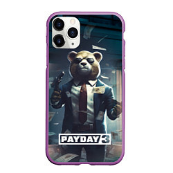 Чехол iPhone 11 Pro матовый Payday 3 bear, цвет: 3D-фиолетовый